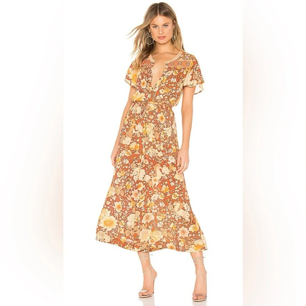 Spell & the Gypsy Collective Amethyst Pantsuit In Amber Size XS Floral Jumpsuit